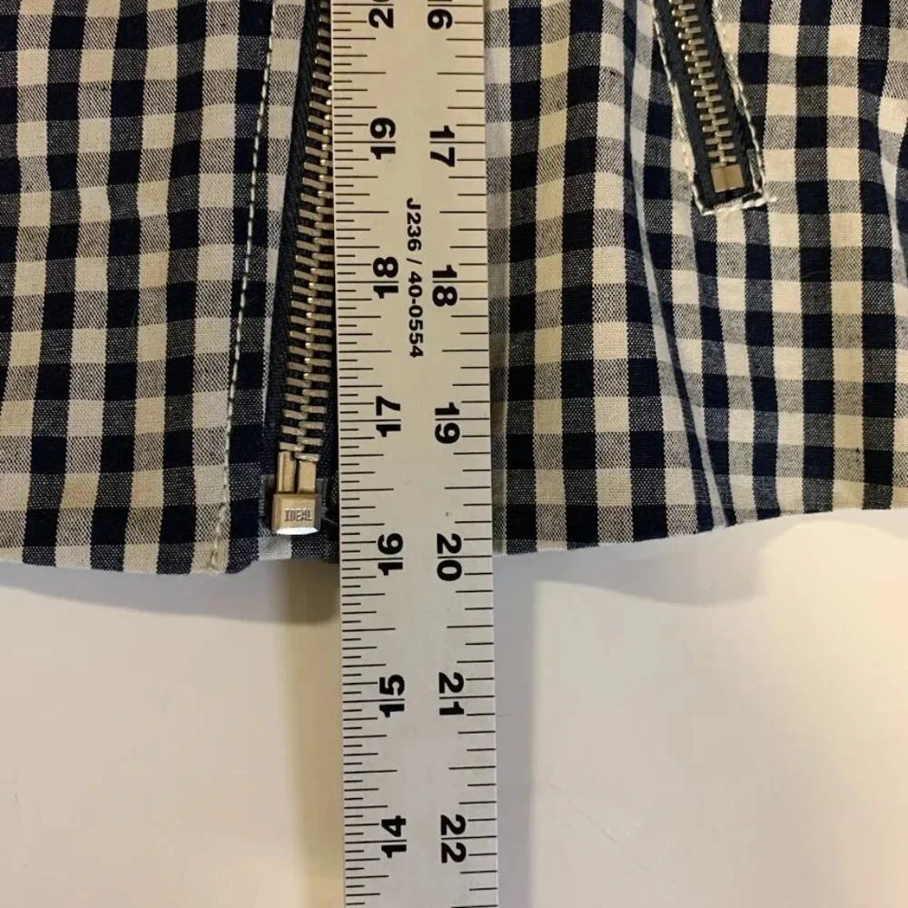 J. Crew Women's Gingham‎ Plaid Linen Blend Motorcycle Jacket Size 00